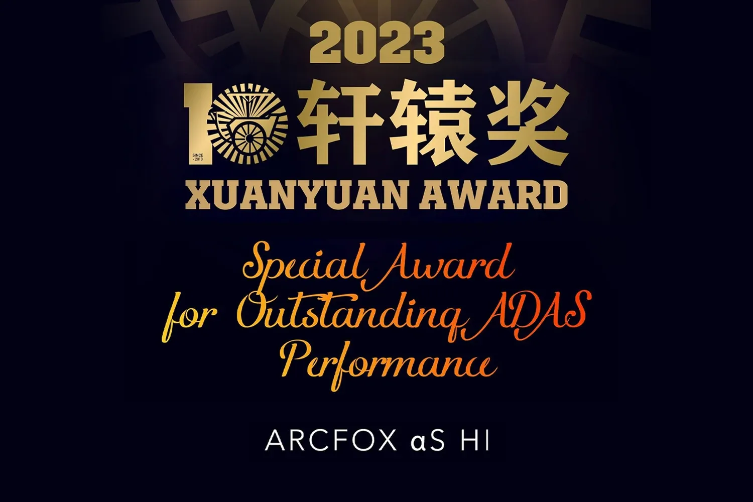 ARCFOX ΑS NUEVA EDICIÓN HI HA GANADO EL PREMIO XUANYUAN- PREMIO ESPECIAL PARA LA MEJOR ACTUACIÓN DE ADAS